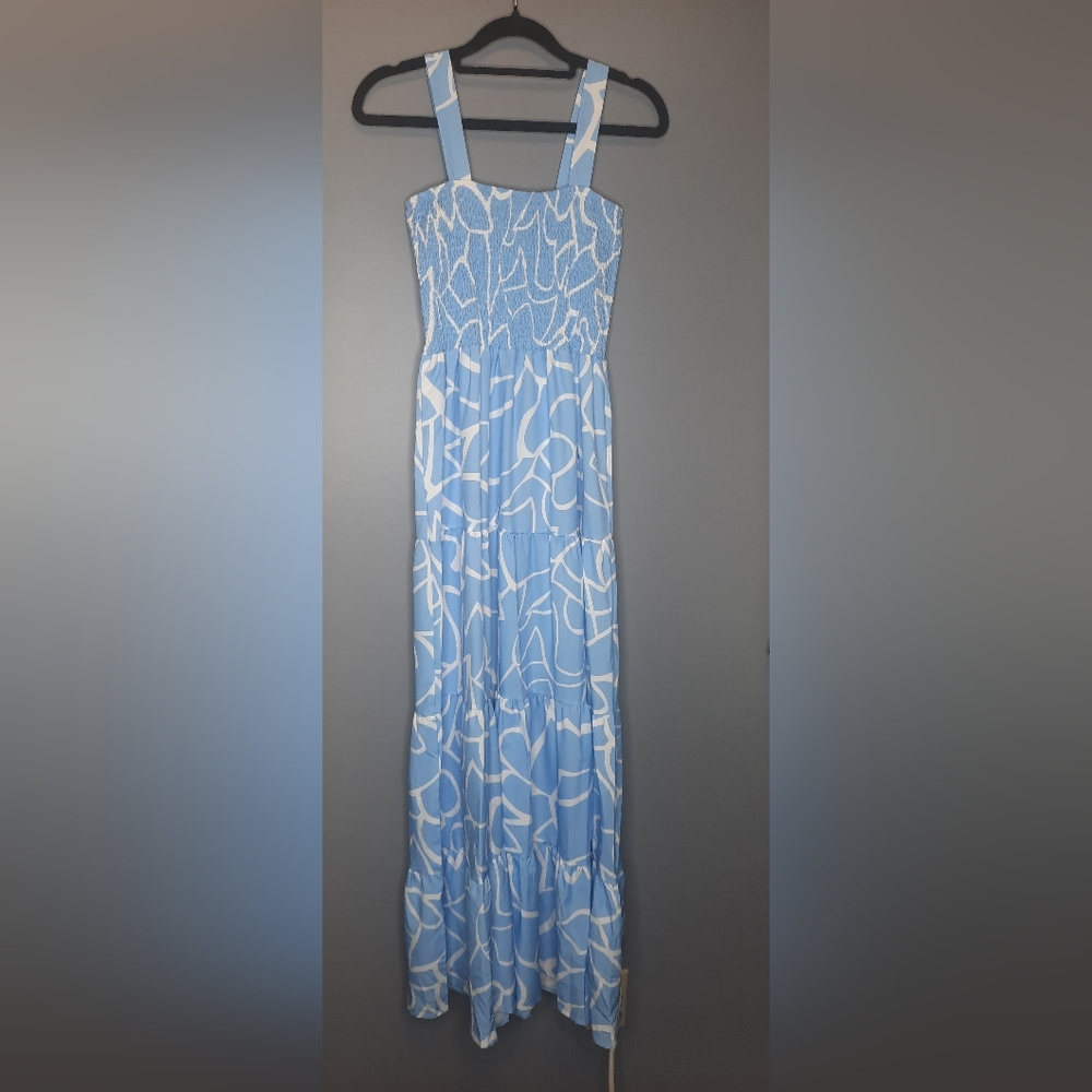 Commense Light Blue and White Maxi Dress